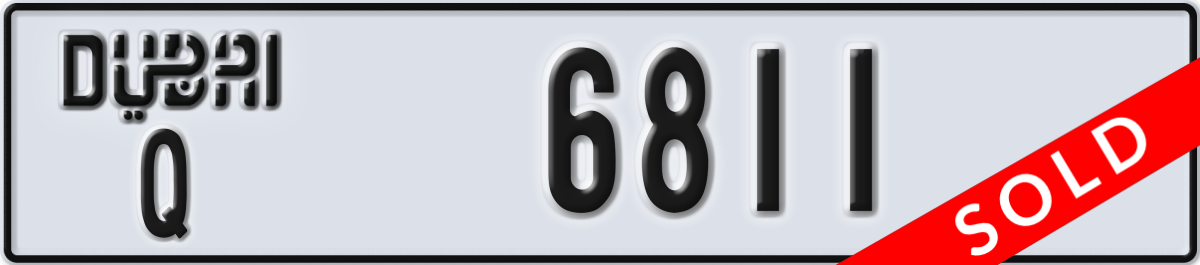 dubai License Plate Number 6811 Code Q