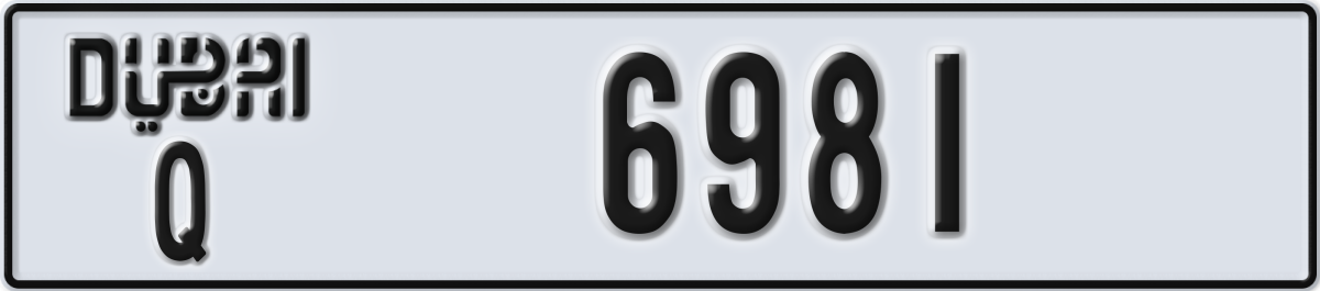 dubai License Plate Number 6981 Code Q
