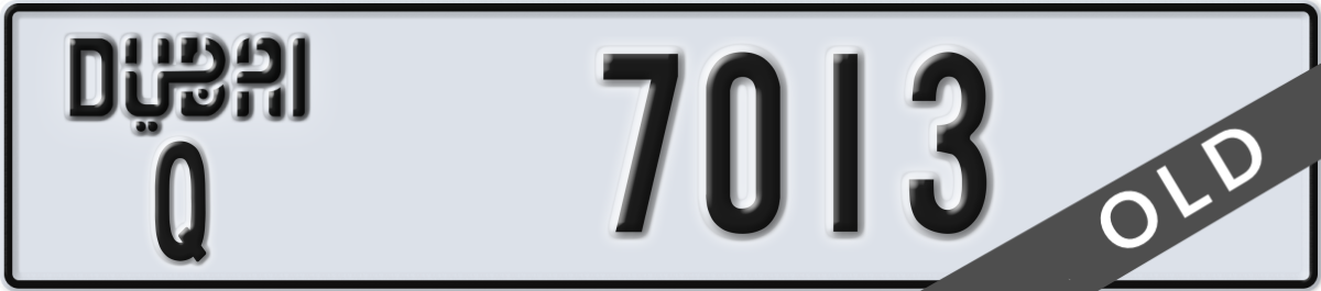 dubai License Plate Number 7013 Code Q