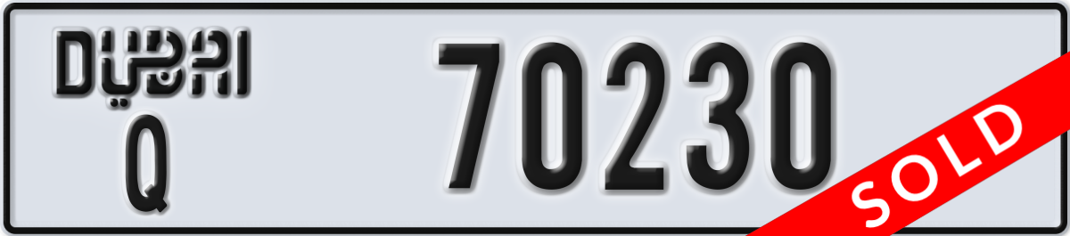 dubai License Plate Number 70230 Code Q
