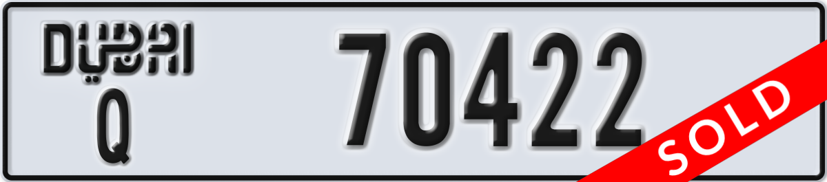 dubai License Plate Number 70422 Code Q