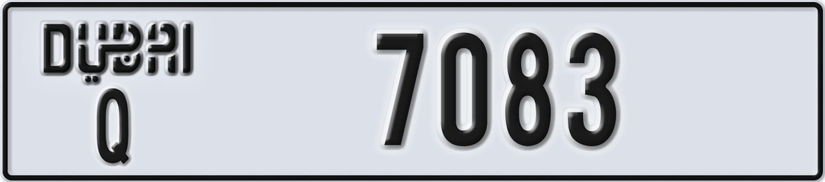 dubai License Plate Number 7083 Code Q