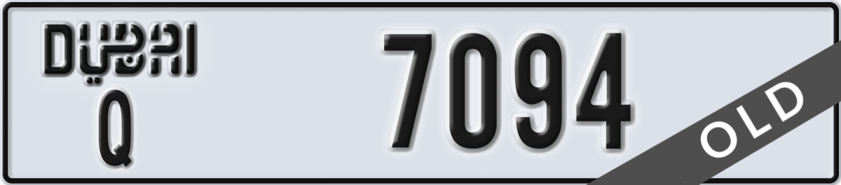 dubai License Plate Number 7094 Code Q