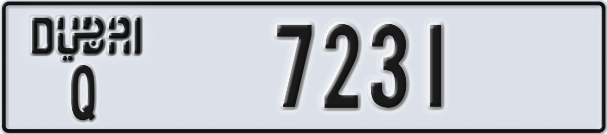 dubai License Plate Number 7231 Code Q