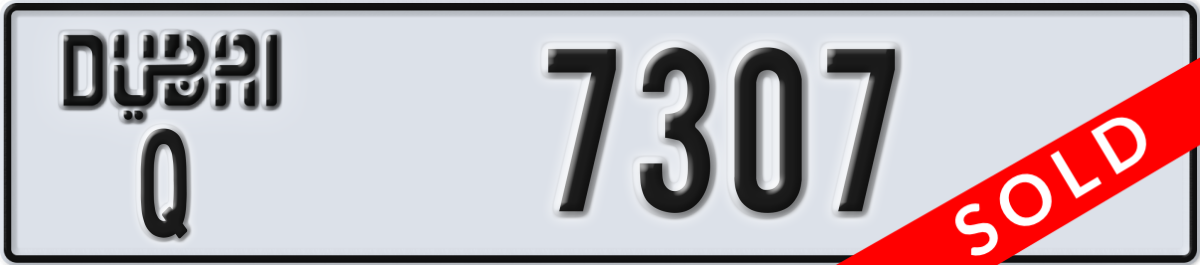 dubai License Plate Number 7307 Code Q
