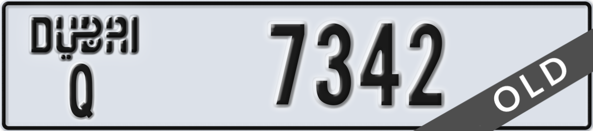 dubai License Plate Number 7342 Code Q