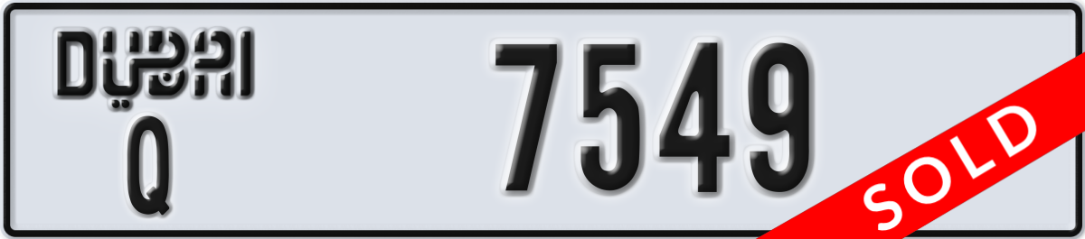 dubai License Plate Number 7549 Code Q