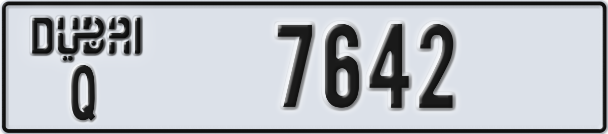 dubai License Plate Number 7642 Code Q