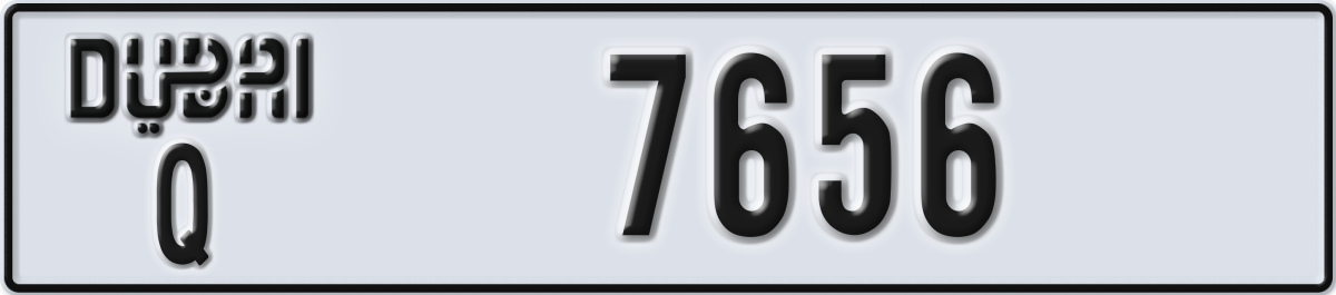 dubai License Plate Number 7656 Code Q