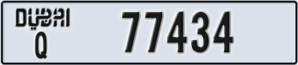 dubai License Plate Number 77434 Code Q