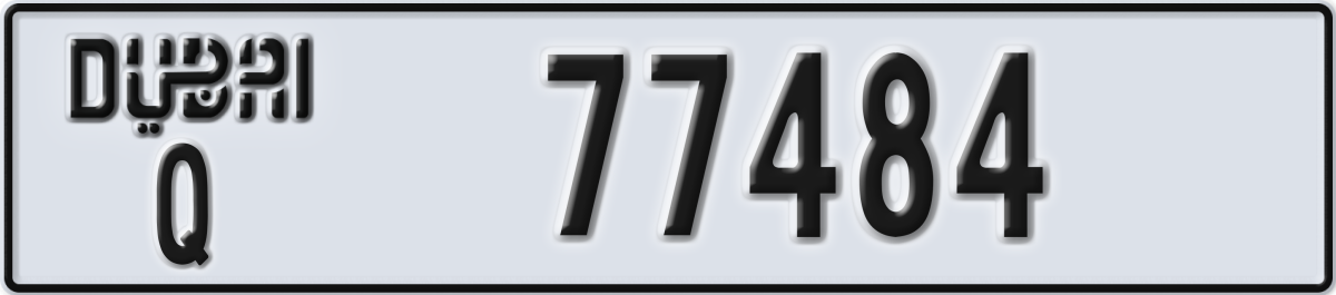 dubai License Plate Number 77484 Code Q