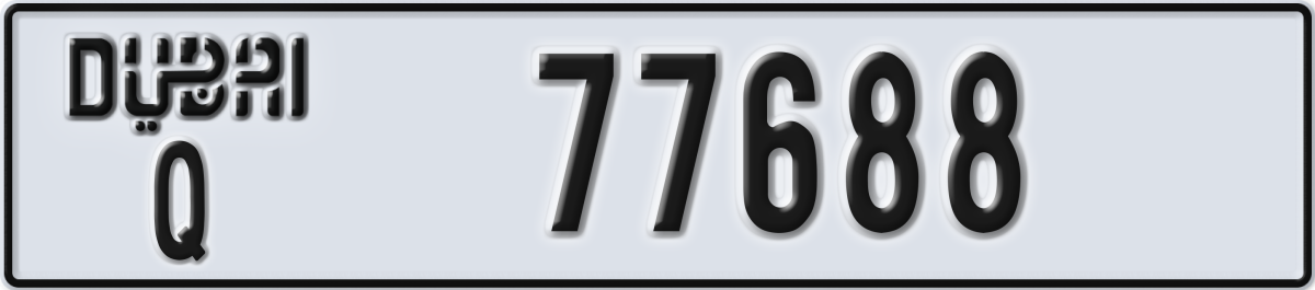 dubai License Plate Number 77688 Code Q