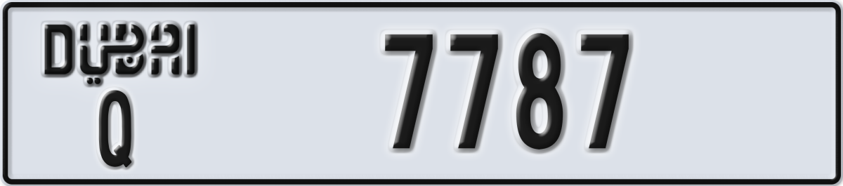 dubai License Plate Number 7787 Code Q