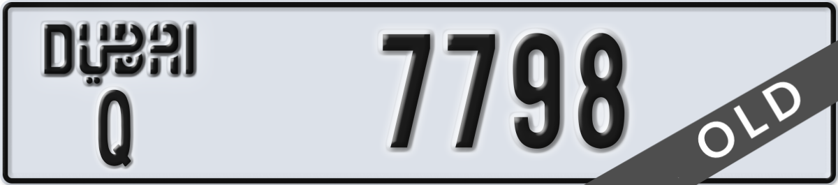 dubai License Plate Number 7798 Code Q