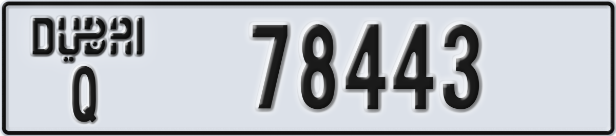 dubai License Plate Number 78443 Code Q