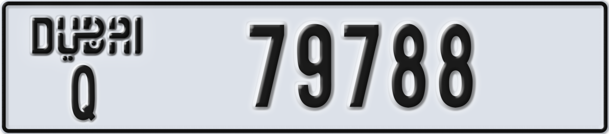 dubai License Plate Number 79788 Code Q