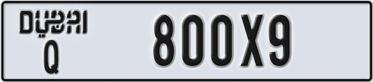dubai License Plate Number 800X9 Code Q