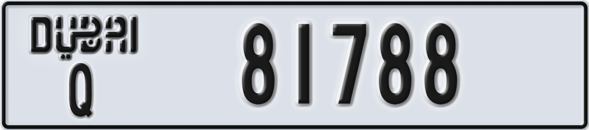 dubai License Plate Number 81788 Code Q