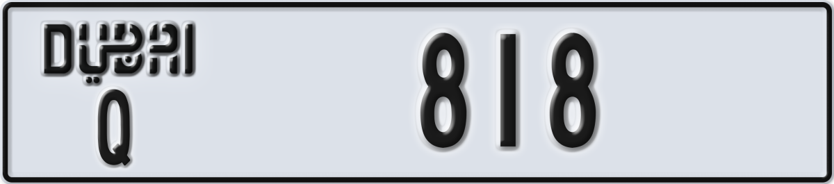 dubai License Plate Number 818 Code Q