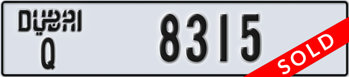 dubai License Plate Number 8315 Code Q