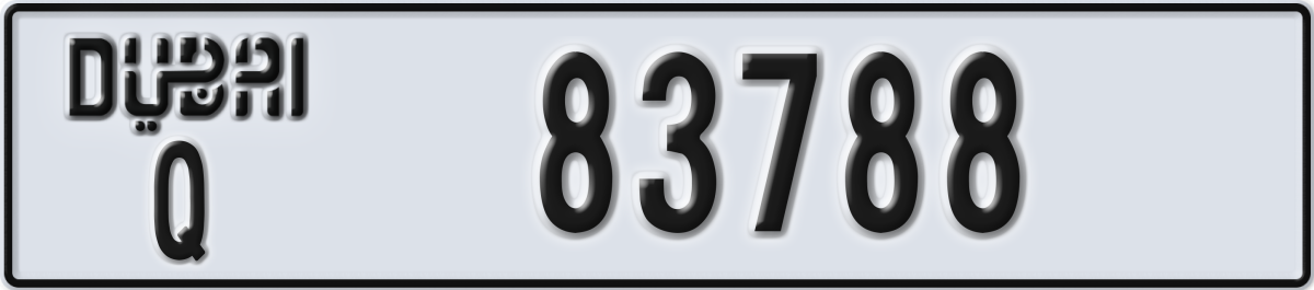 dubai License Plate Number 83788 Code Q