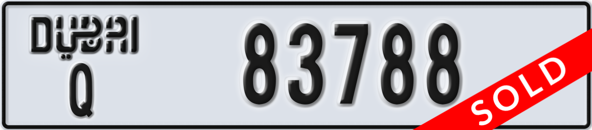 dubai License Plate Number 83788 Code Q