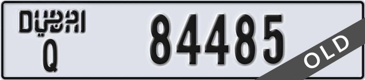 dubai License Plate Number 84485 Code Q