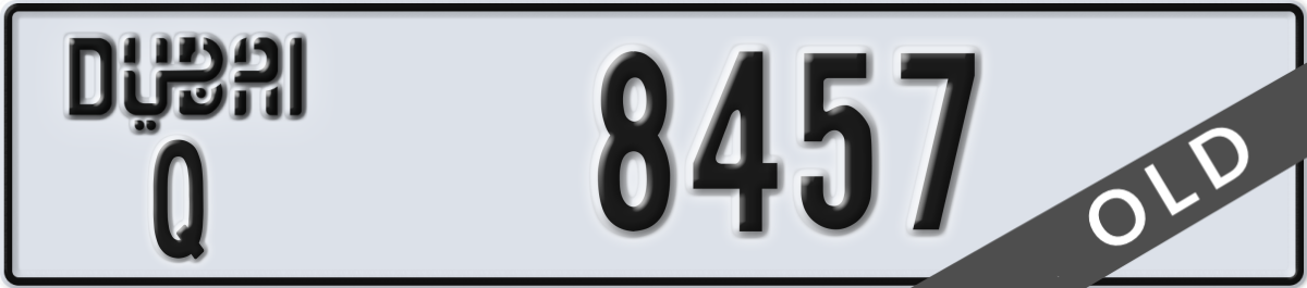 dubai License Plate Number 8457 Code Q
