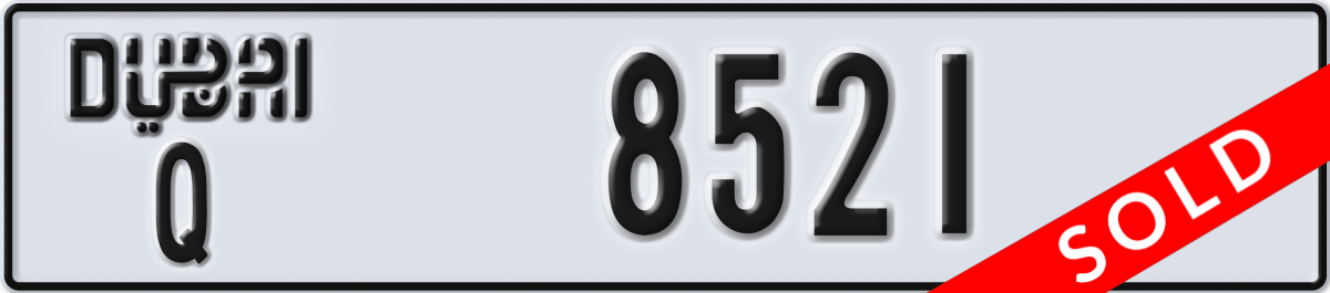 dubai License Plate Number 8521 Code Q