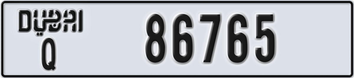 dubai License Plate Number 86765 Code Q
