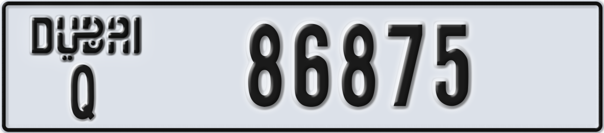 dubai License Plate Number 86875 Code Q