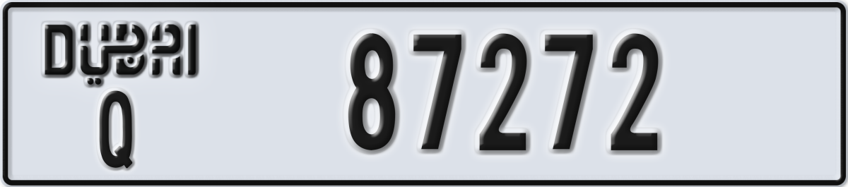 dubai License Plate Number 87272 Code Q