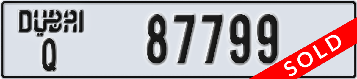 dubai License Plate Number 87799 Code Q