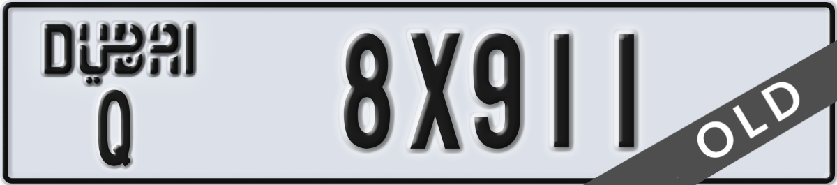 dubai License Plate Number 8X911 Code Q