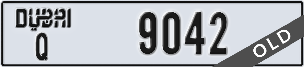 dubai License Plate Number 9042 Code Q