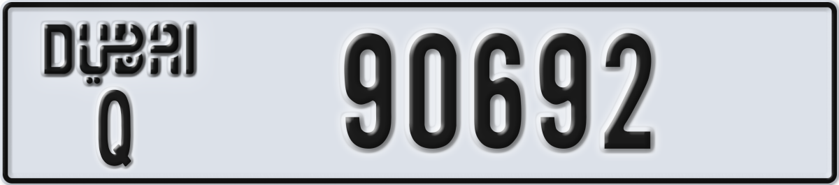 dubai License Plate Number 90692 Code Q
