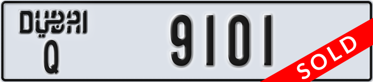 dubai License Plate Number 9101 Code Q