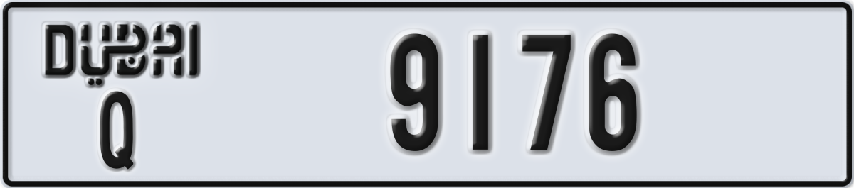 dubai License Plate Number 9176 Code Q