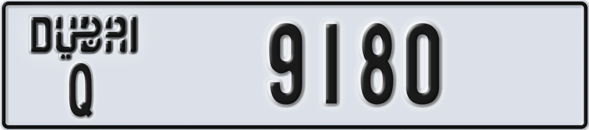 dubai License Plate Number 9180 Code Q