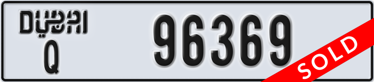 dubai License Plate Number 96369 Code Q