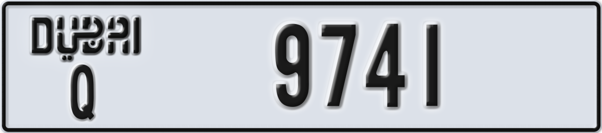 dubai License Plate Number 9741 Code Q