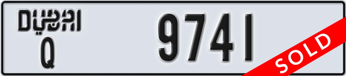 dubai License Plate Number 9741 Code Q