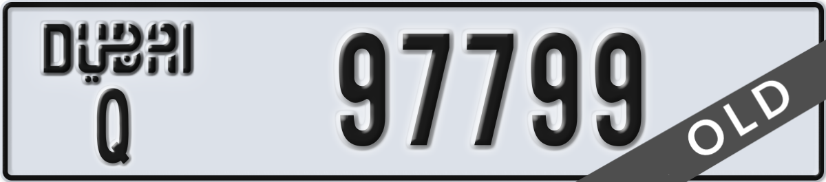dubai License Plate Number 97799 Code Q