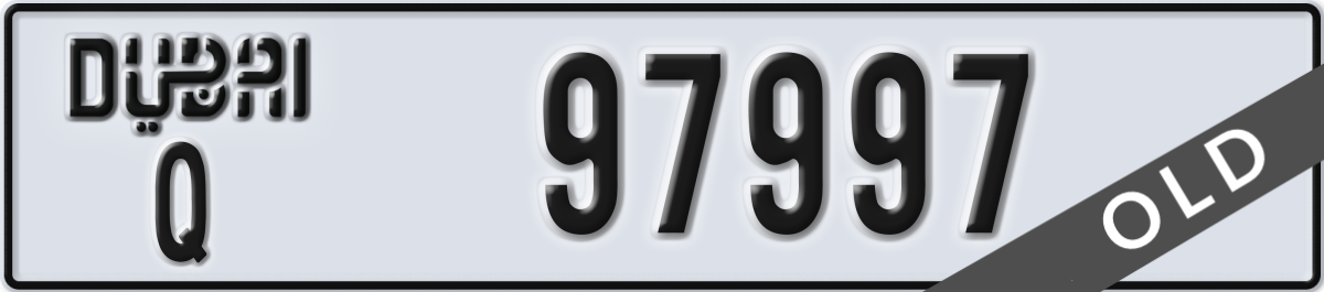dubai License Plate Number 97997 Code Q