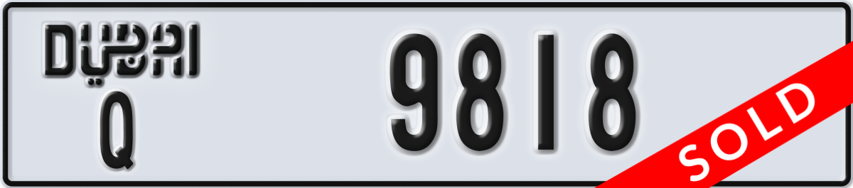 dubai License Plate Number 9818 Code Q