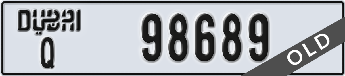 dubai License Plate Number 98689 Code Q