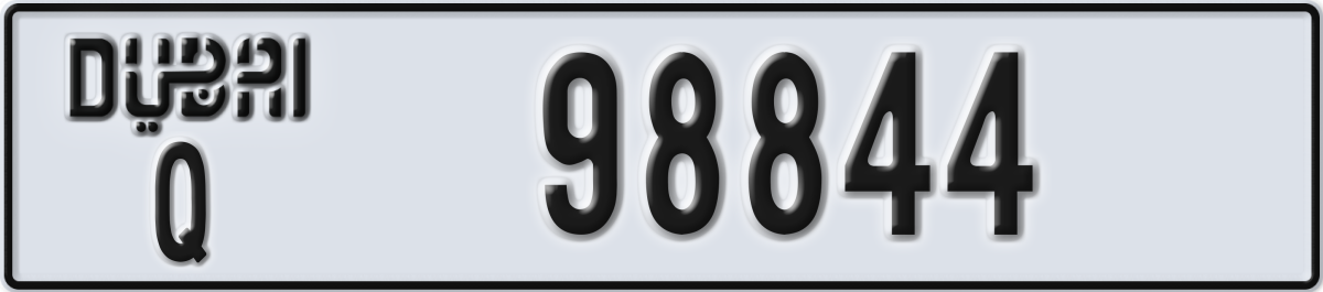 dubai License Plate Number 98844 Code Q