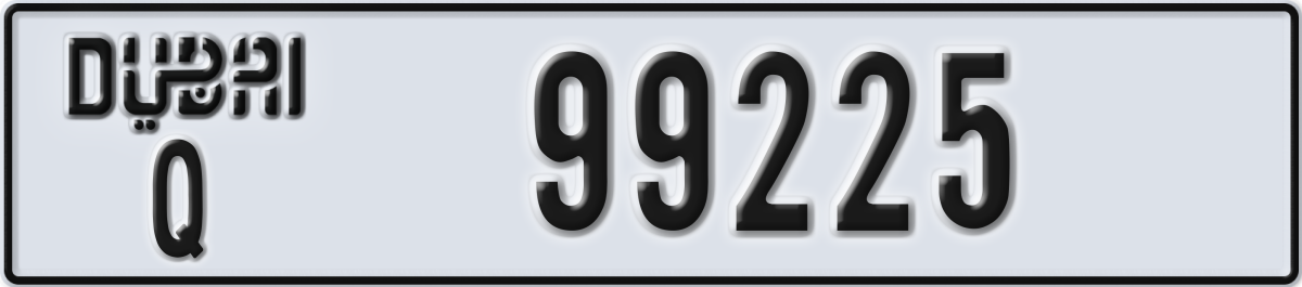 dubai License Plate Number 99225 Code Q