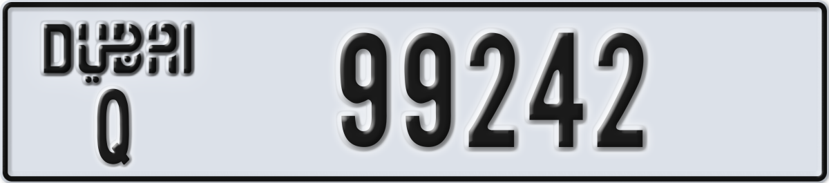 dubai License Plate Number 99242 Code Q