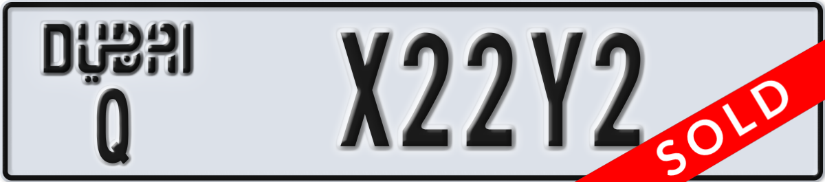 dubai License Plate Number X22Y2 Code Q